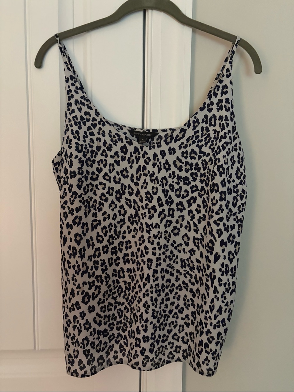 Banana Republic Leopard Print Cami Tank Top - navy on Cream sz M EUC